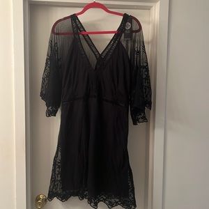 BooHoo black dress floral mesh NWT/ US 14